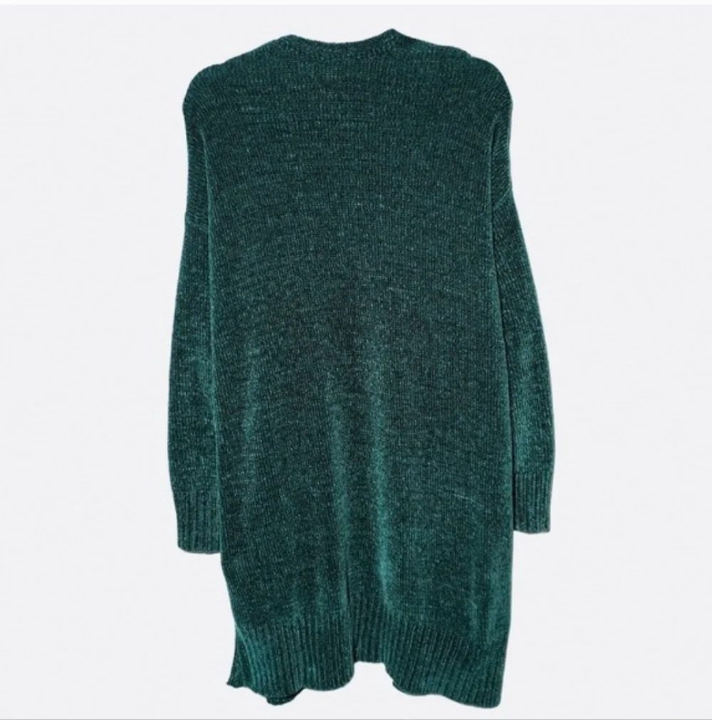 Ava & Viv Plus Size Open Front Cardigan Dark Emerald Green Chenille Size 1X - Picture 3 of 7